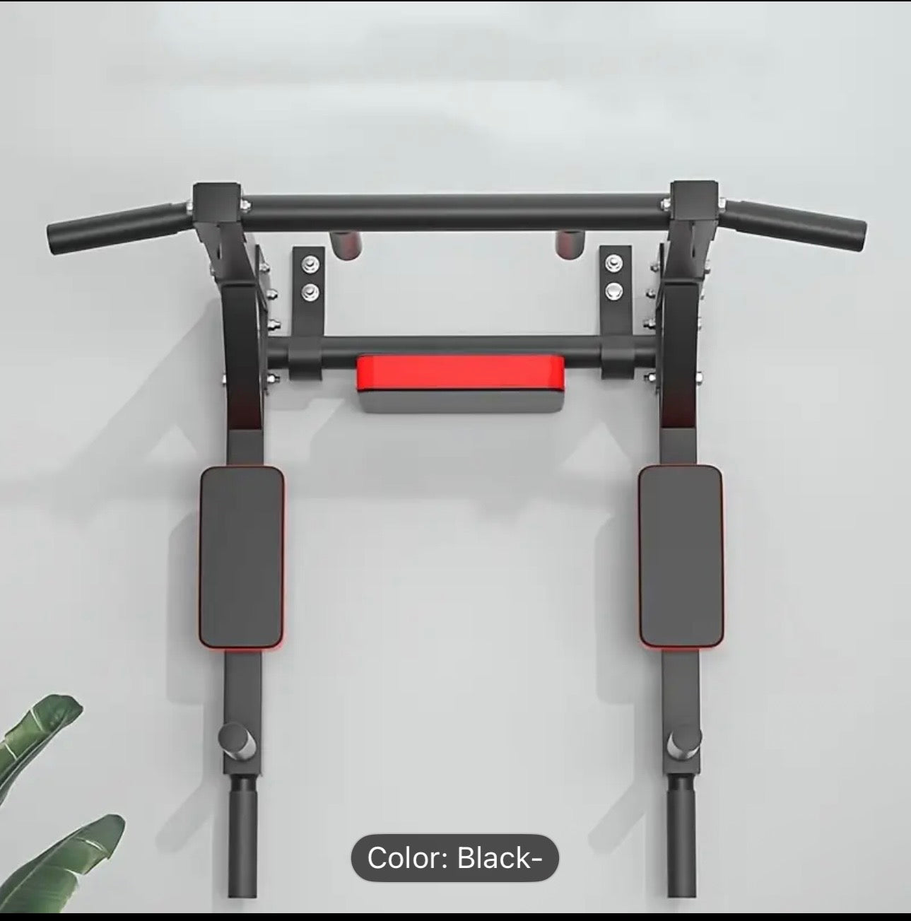 1 Multi-Functional Wall-Mounted Pull-Up Bar Set - Black Iron Horizontal & Parallel Bars for Indoor Fitness Training, Adjustable Height, Sturdy Construction