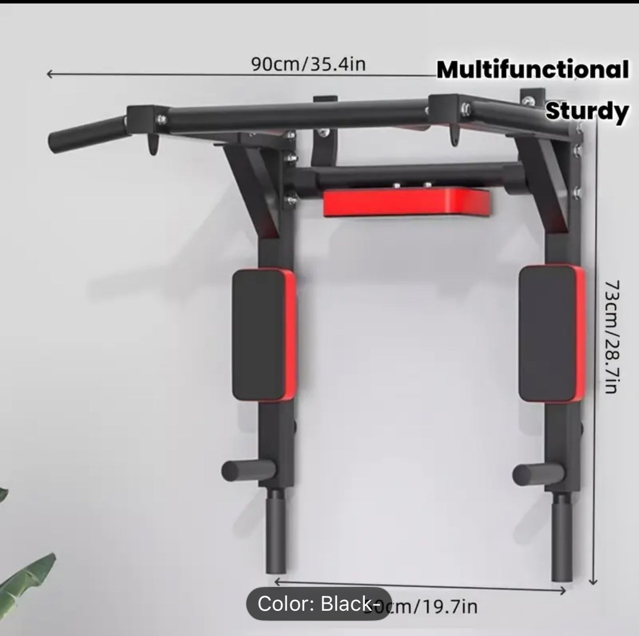 1 Multi-Functional Wall-Mounted Pull-Up Bar Set - Black Iron Horizontal & Parallel Bars for Indoor Fitness Training, Adjustable Height, Sturdy Construction