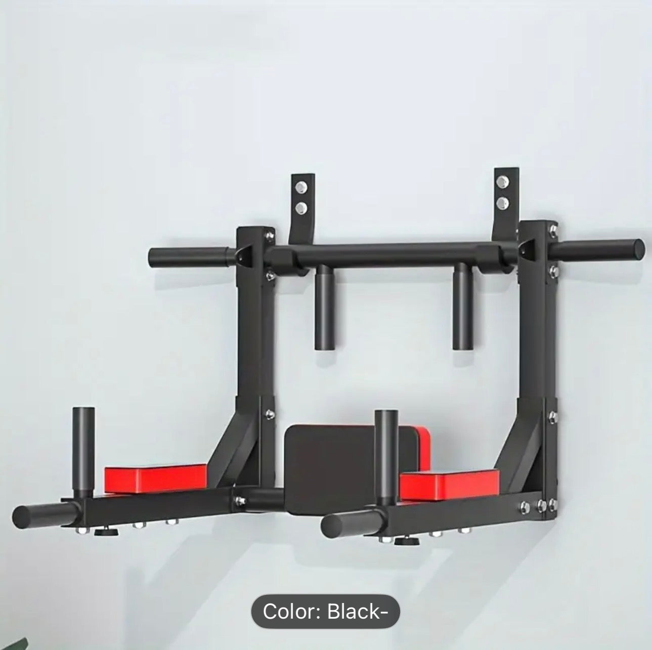 1 Multi-Functional Wall-Mounted Pull-Up Bar Set - Black Iron Horizontal & Parallel Bars for Indoor Fitness Training, Adjustable Height, Sturdy Construction