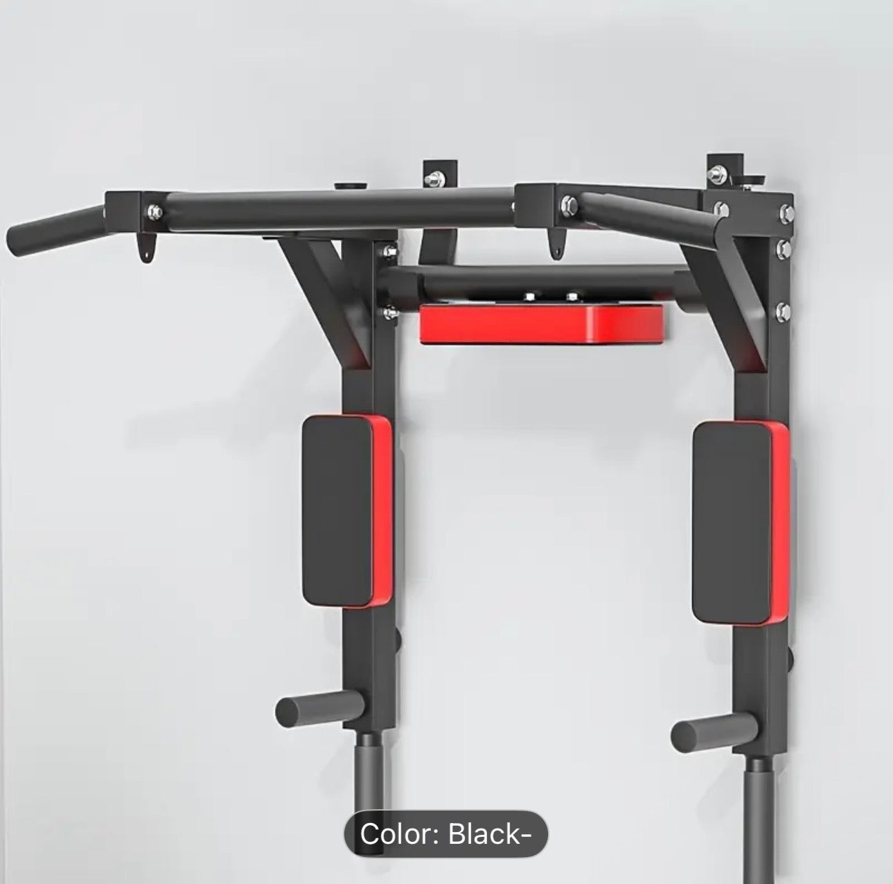 1 Multi-Functional Wall-Mounted Pull-Up Bar Set - Black Iron Horizontal & Parallel Bars for Indoor Fitness Training, Adjustable Height, Sturdy Construction