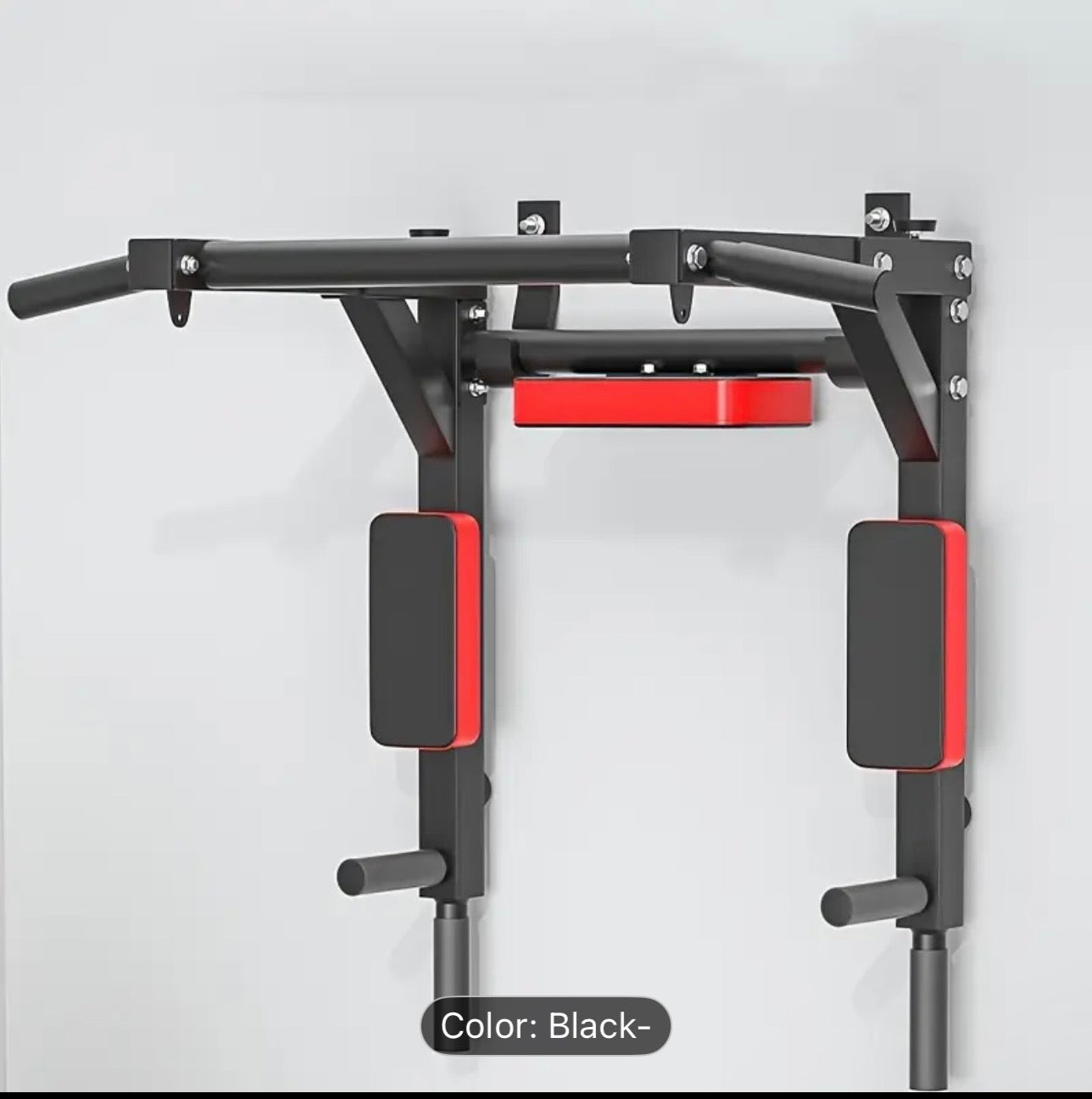 1 Multi-Functional Wall-Mounted Pull-Up Bar Set - Black Iron Horizontal & Parallel Bars for Indoor Fitness Training, Adjustable Height, Sturdy Construction